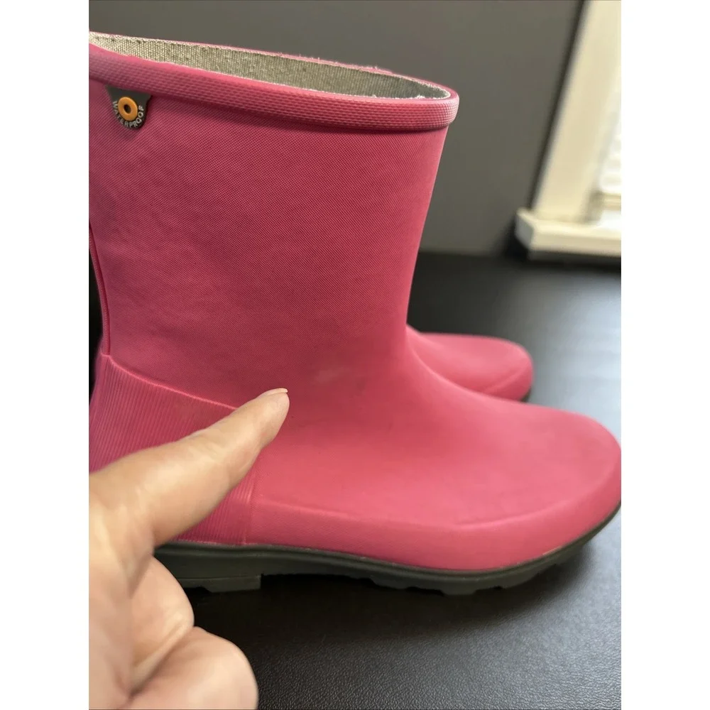 Bogs Holly Jr Girls 6‎ Mid Rain Boots Pink Round Toe Pull On Waterproof School